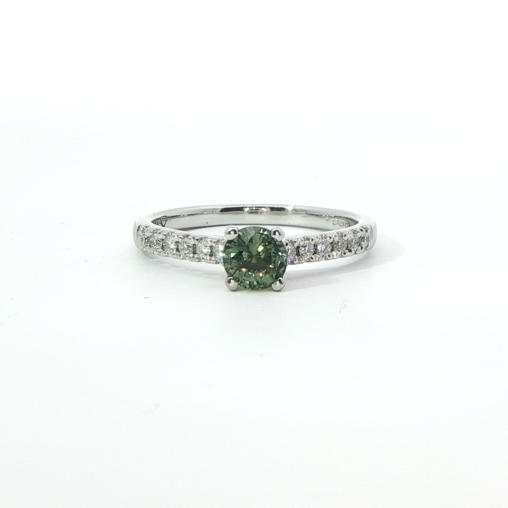 Platinum Green Sapphire & Diamond Ring