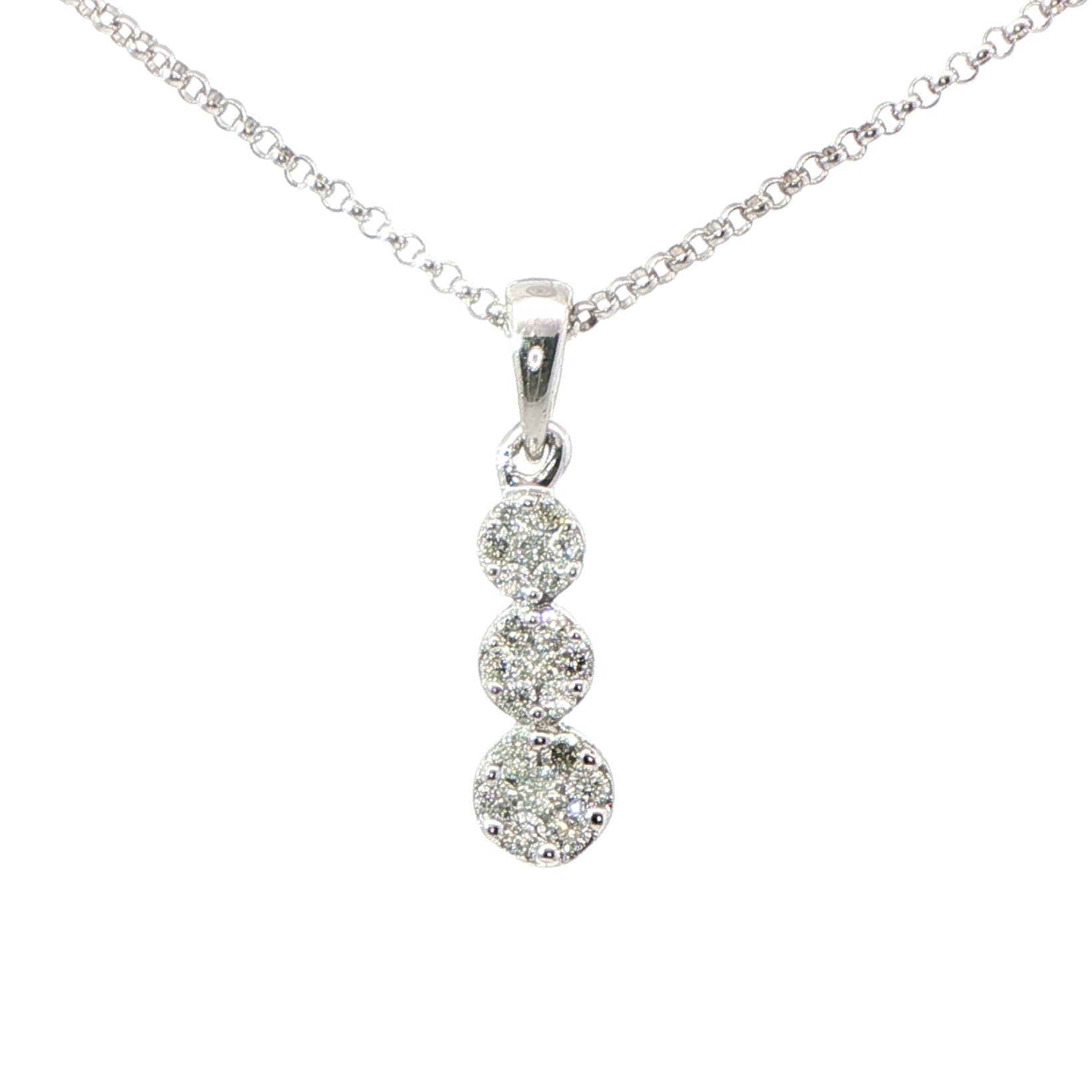 18 Carat White Gold Multiple Diamond Drop Pendant on Chain