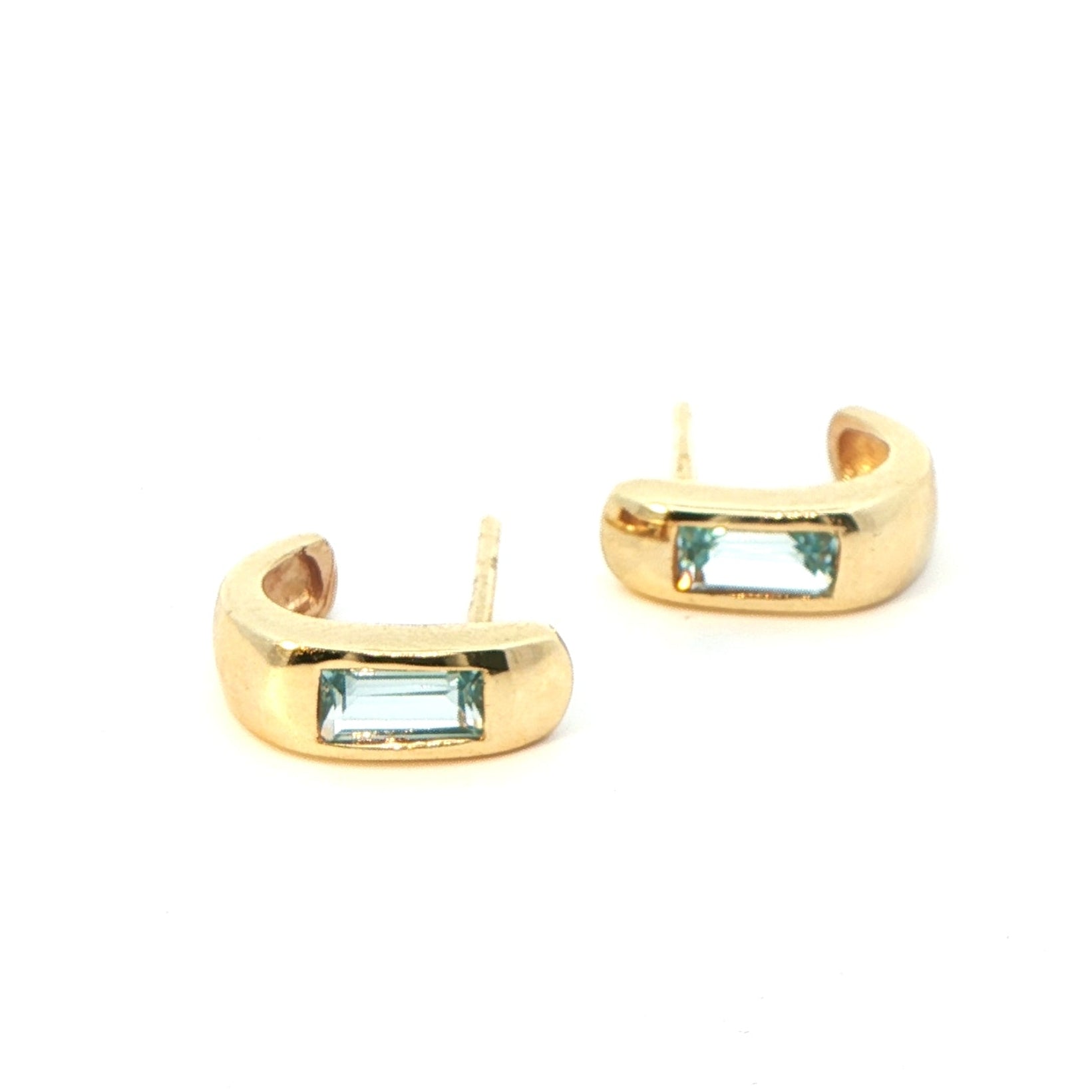 9 Carat Yellow Gold Aquamarine Earrings