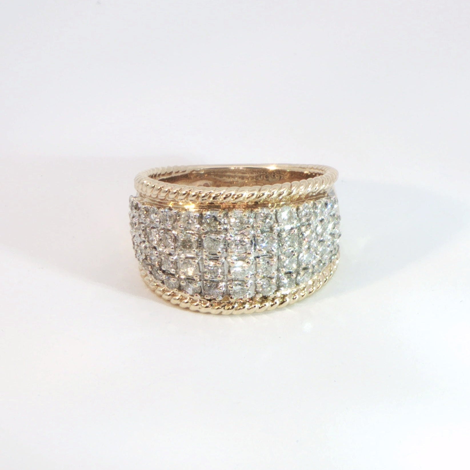 9 Carat Yellow and White Gold Multi Diamond Dress Ring 1.00ct