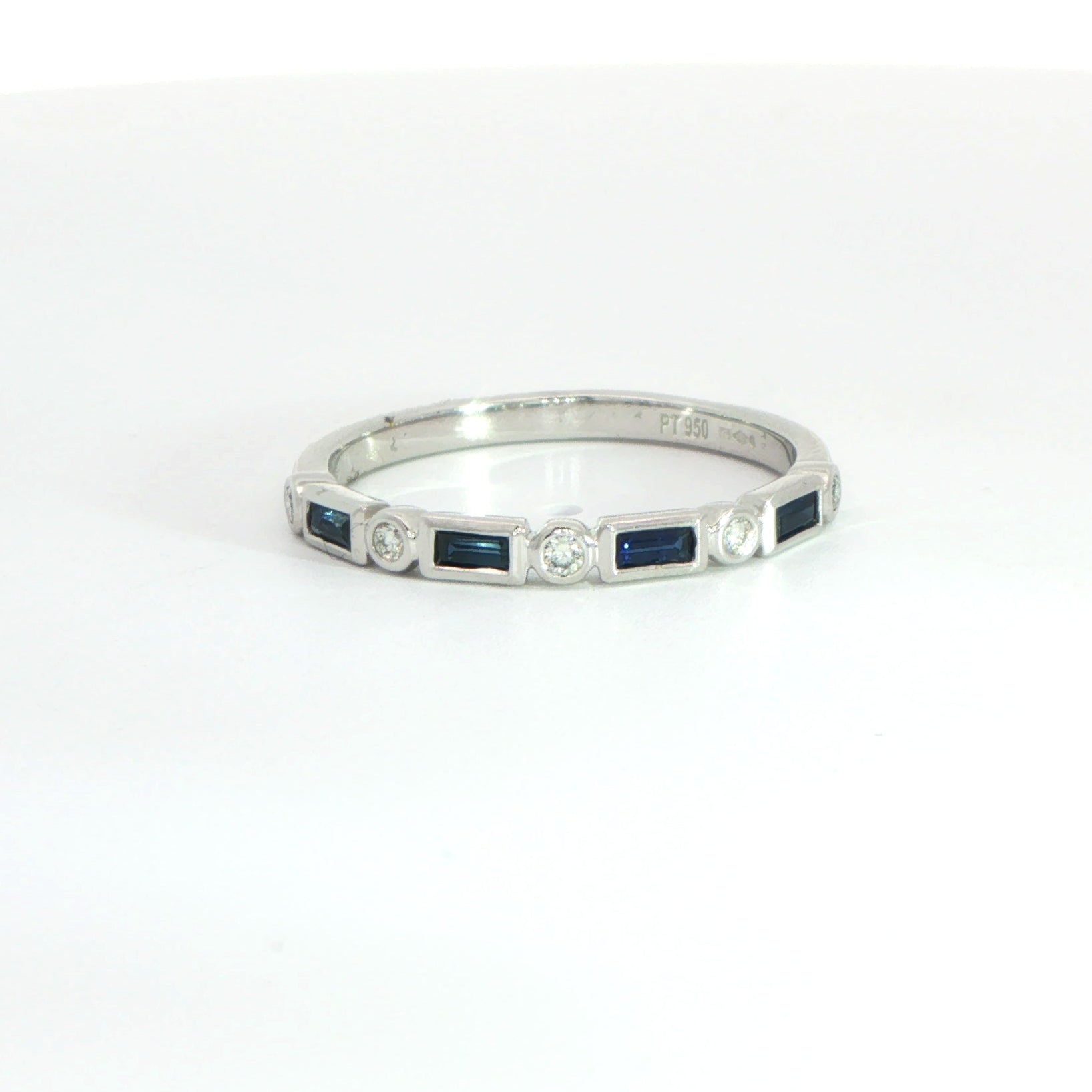 Platinum Sapphire and Diamond Half Eternity Ring