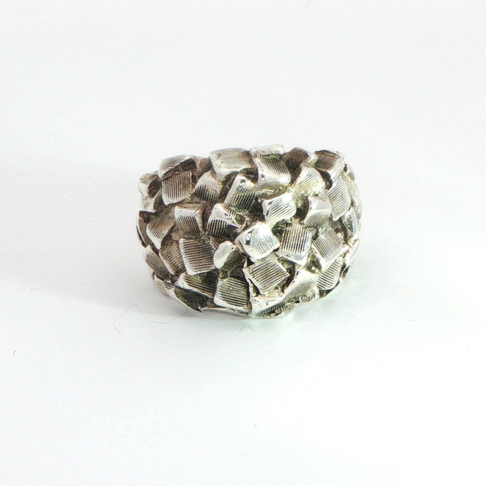 Silver Textured Signet Ring