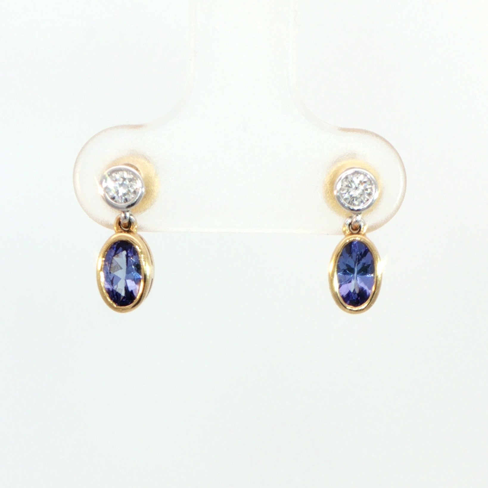 18 Carat Yellow Gold Sapphire and Diamond Drop Earrings