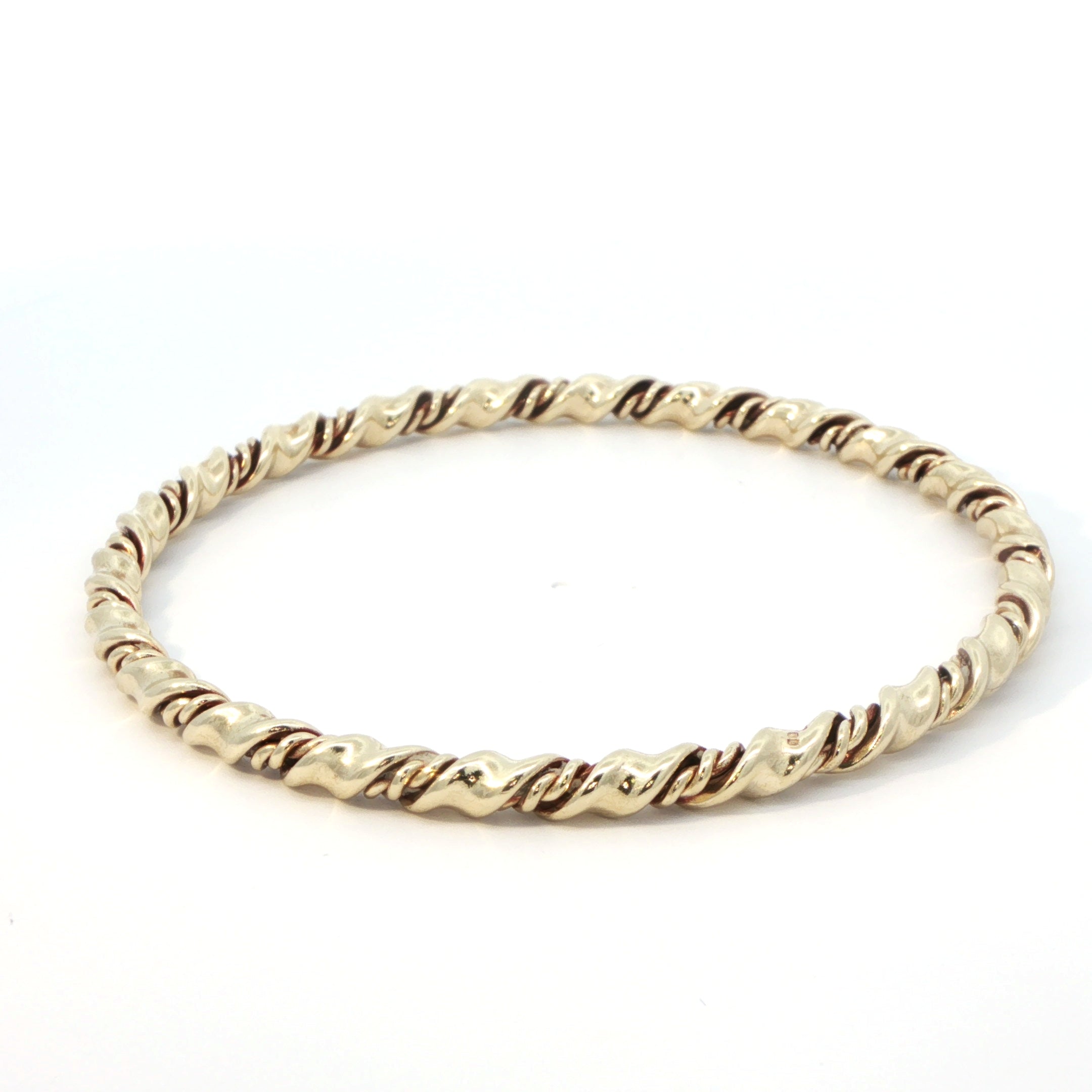 9 Carat Yellow Gold Twisted Rope Bangle