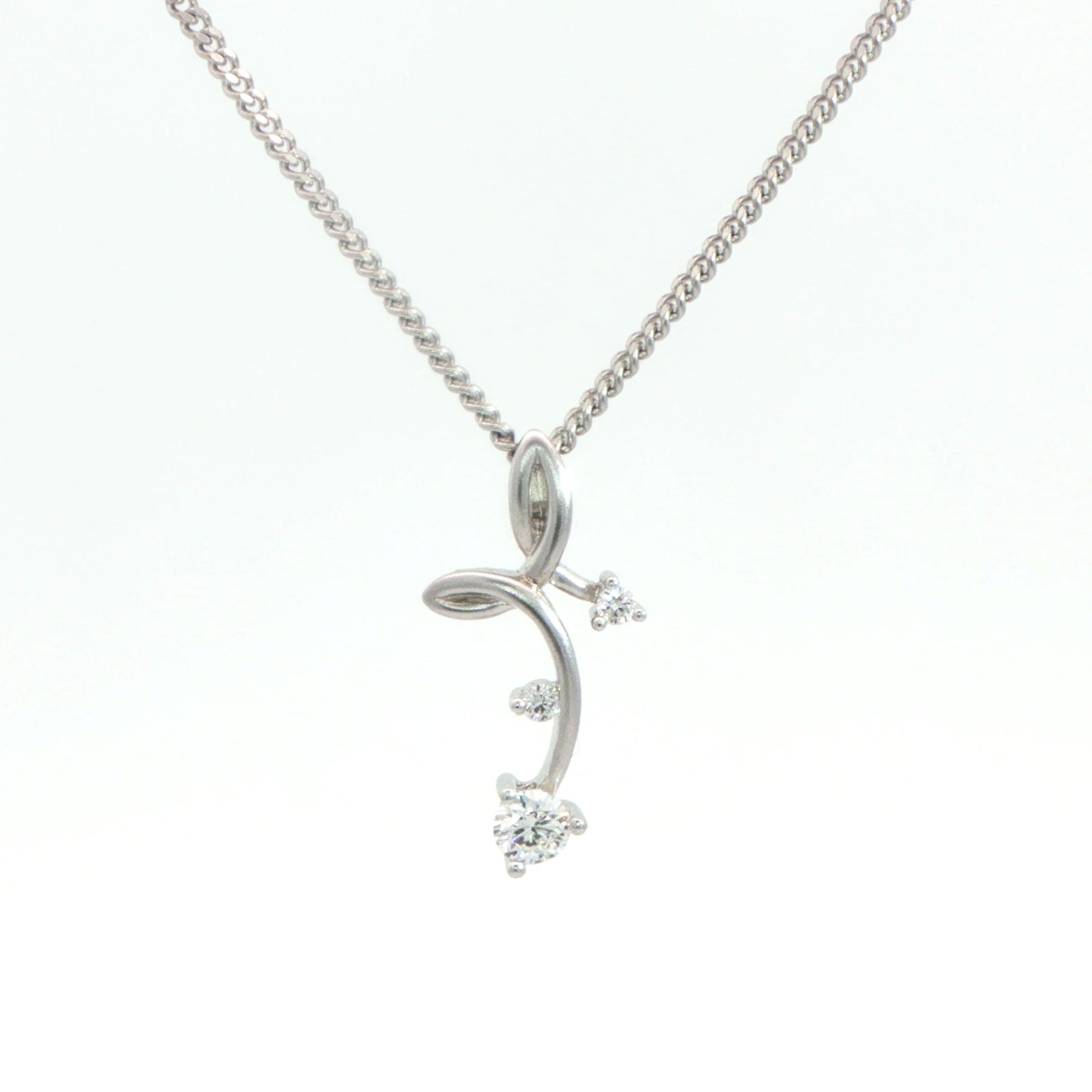 18 Carat White Gold Diamond Abstract Pendant on Chain
