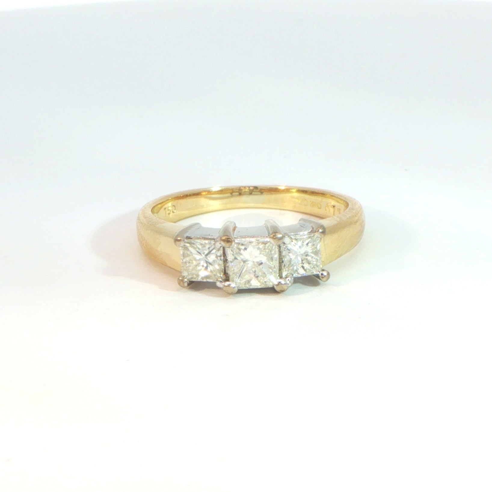 18 Carat Yellow Gold Diamond Trilogy Ring 0.77ct