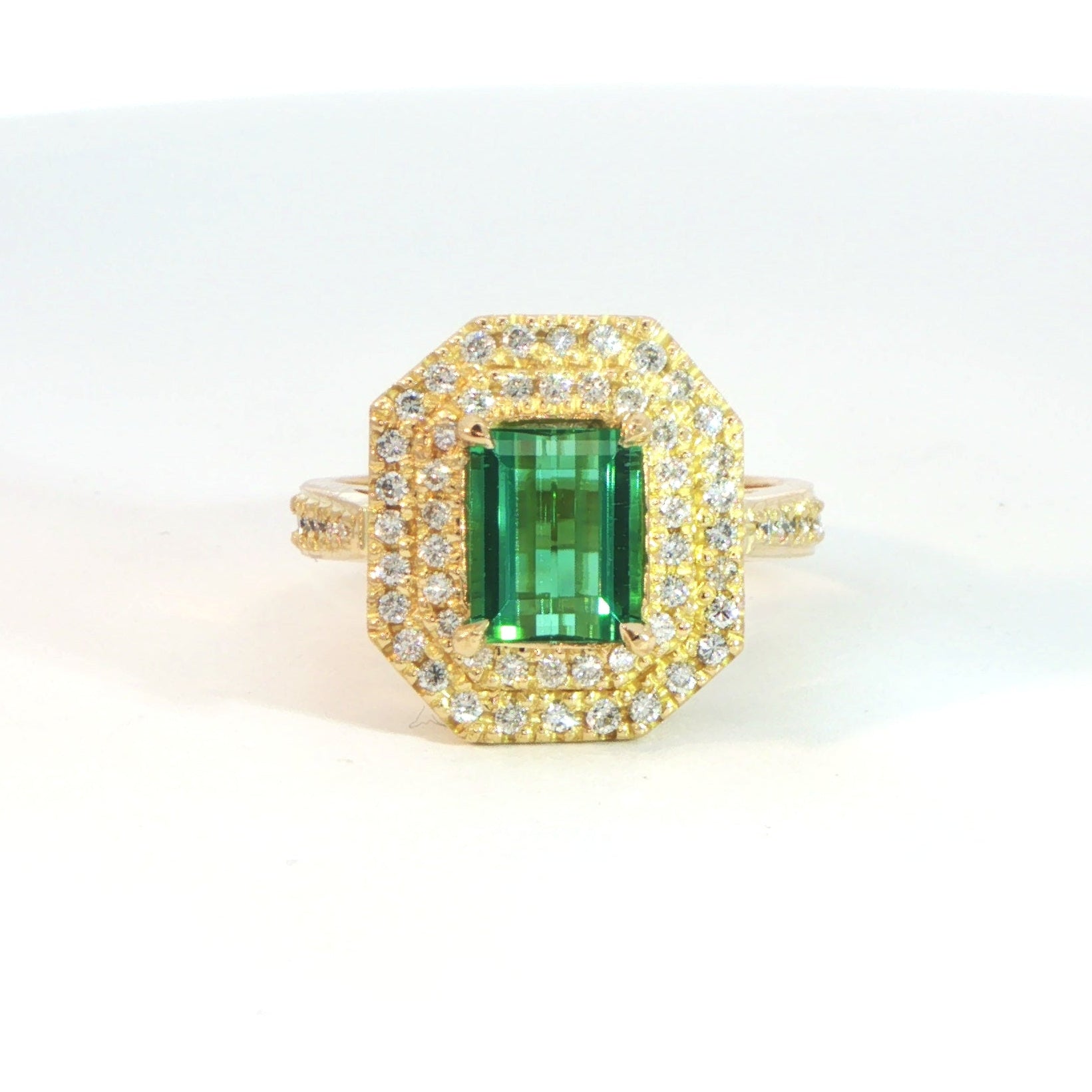 18 Carat Yellow Gold Tourmaline and Diamond Cocktail Ring