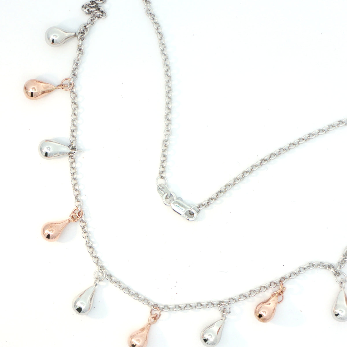 9 Carat White & Rose Gold Teardrop Necklace