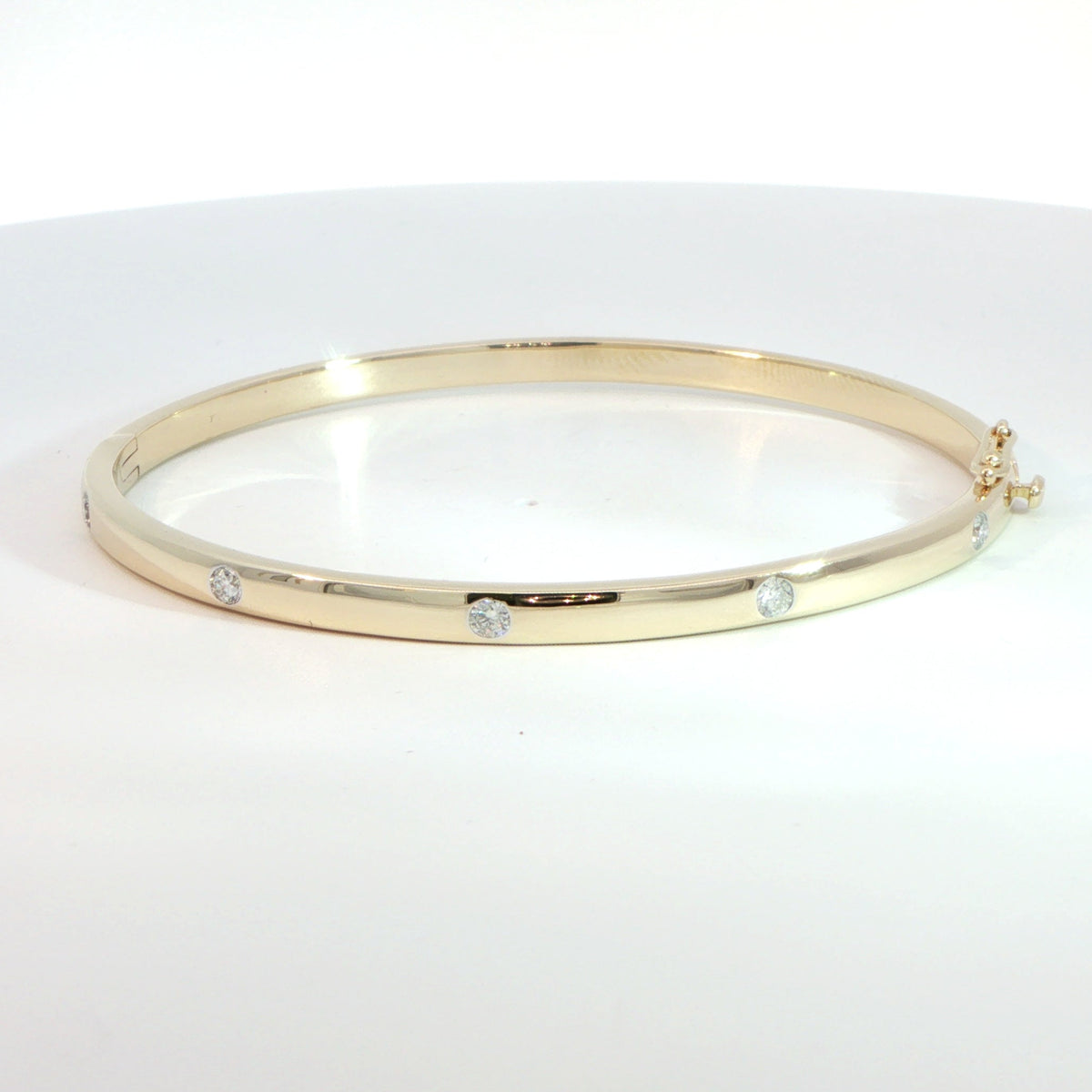 9 Carat Yellow Gold Diamond Set Bangle