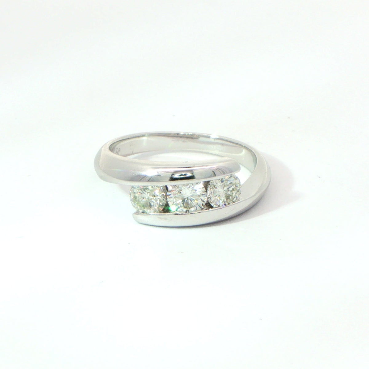 14 Carat White Gold Diamond Crossover Ring