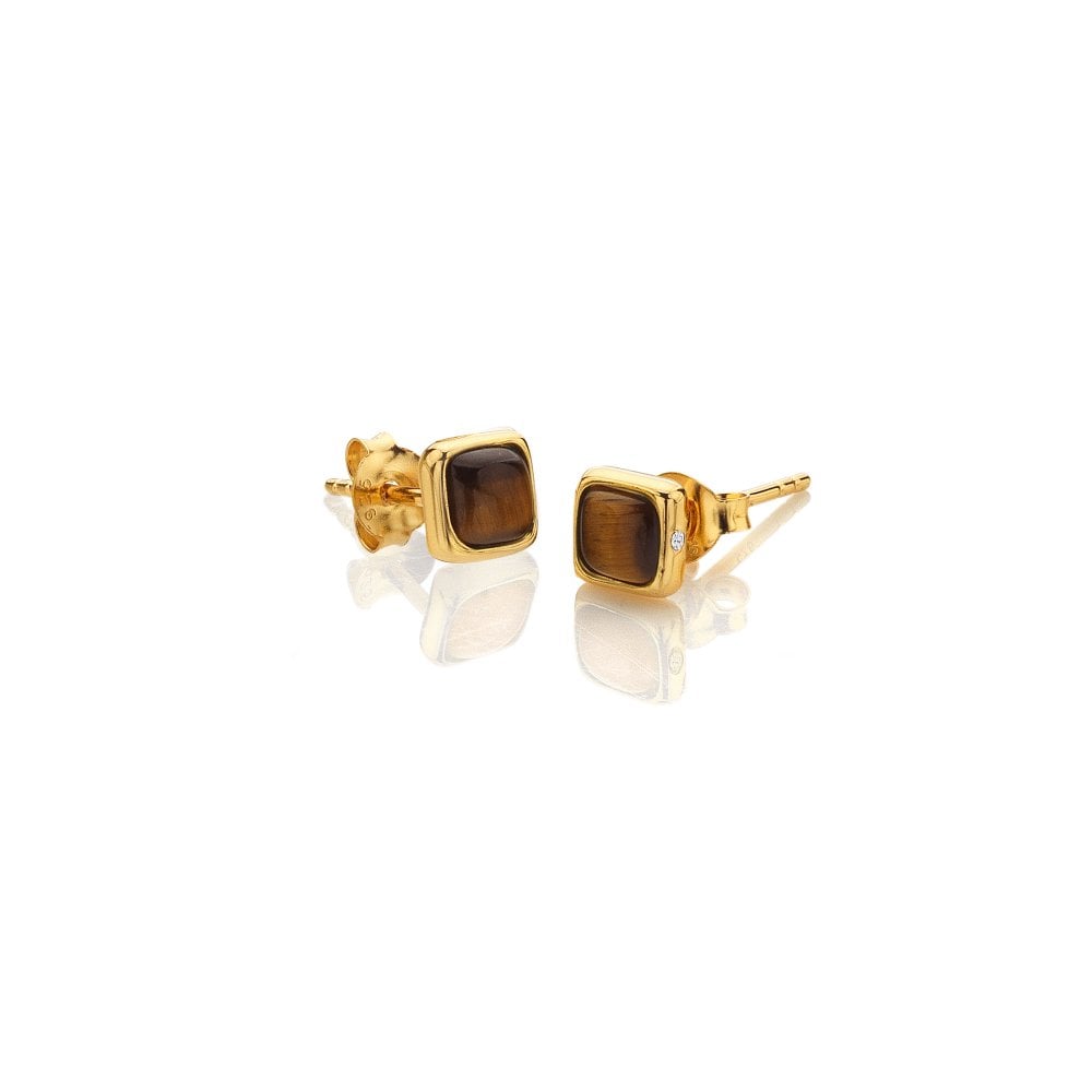 Hot Diamonds X GEM Tigers Eye Square Studs
