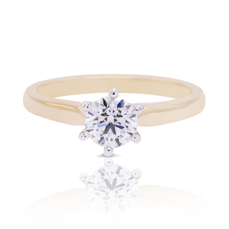 18 Carat Yellow Gold Round Brilliant Cut 0.70ct Diamond Solitaire Ring
