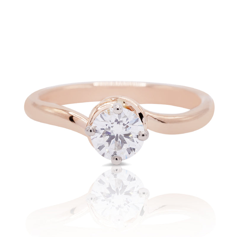 18 Carat Rose Gold Round Brilliant Cut 0.60ct Diamond Solitaire Ring