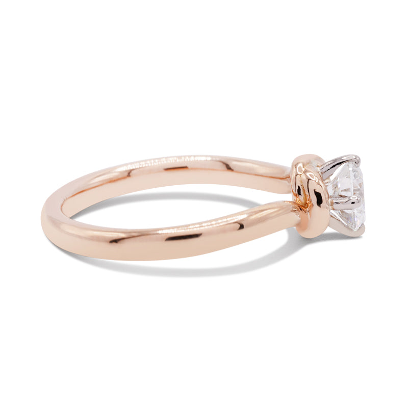 18 Carat Rose Gold Round Brilliant Cut 0.60ct Diamond Solitaire Ring