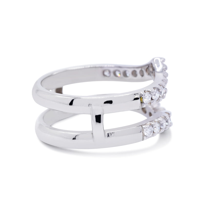 Platinum Diamond Double Wishbone Ring