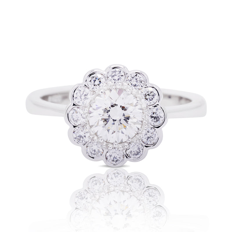 18 Carat White Gold 0.87ct Diamond Cluster Ring