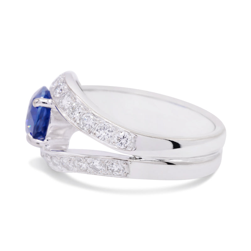 18 Carat White Gold Oval 2.06ct Sapphire & Diamond Dress Ring