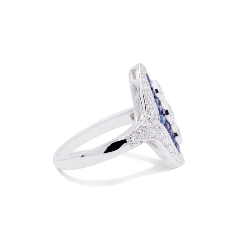 18 Carat White Gold Sapphire & Diamond Dress/Cocktail Ring