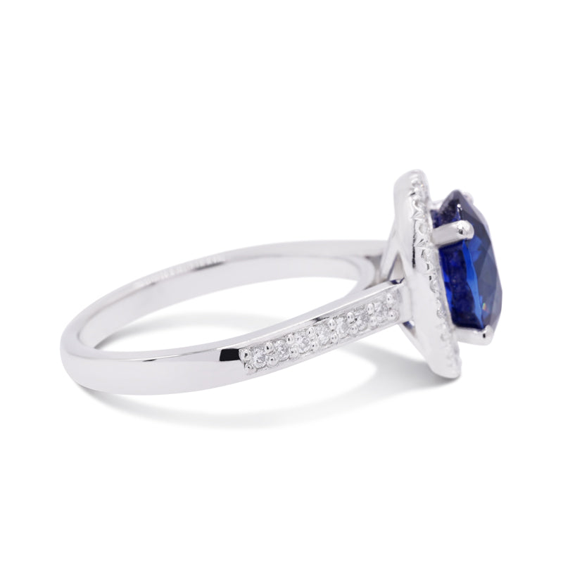 Platinum Oval 3.00ct Sapphire & Diamond Halo Ring