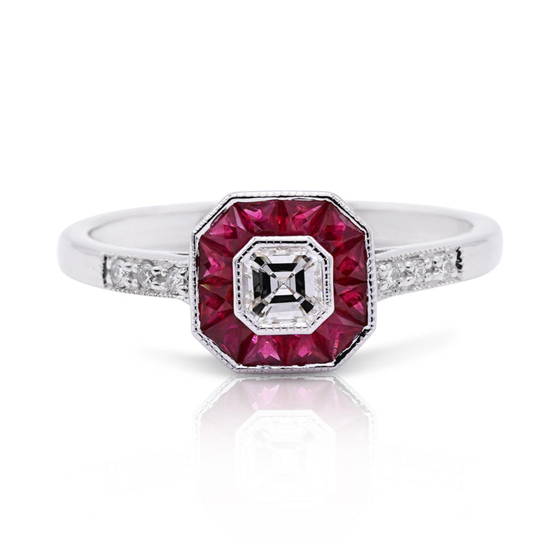 18 Carat White Gold Ruby & Diamond Dress Ring