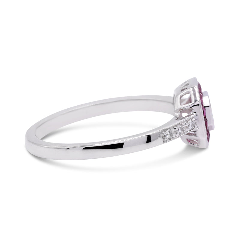 18 Carat White Gold Ruby & Diamond Dress Ring