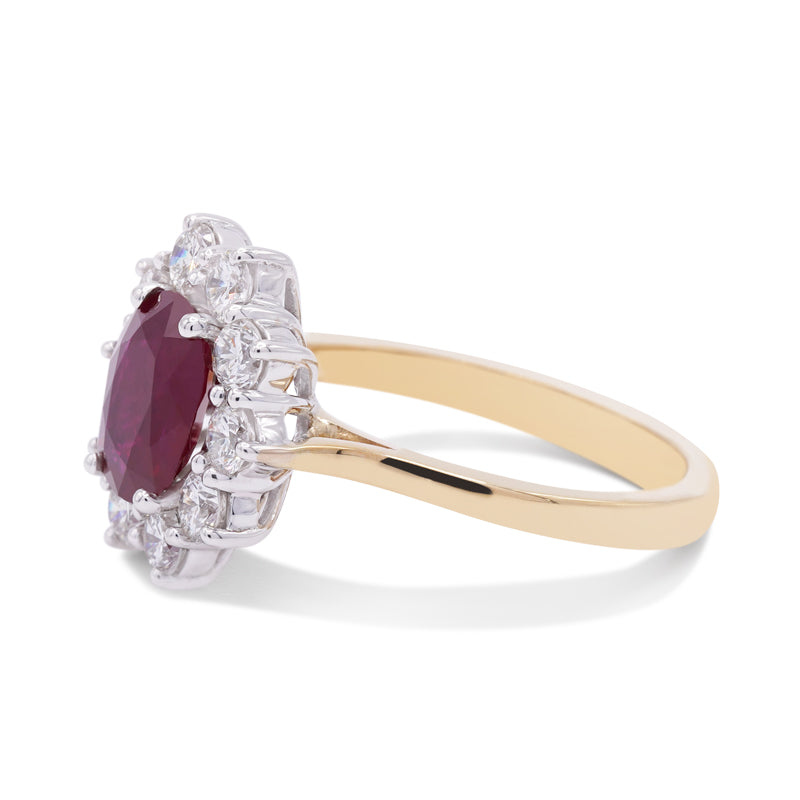 18 Carat Yellow Gold Ruby & Diamond Cluster Ring