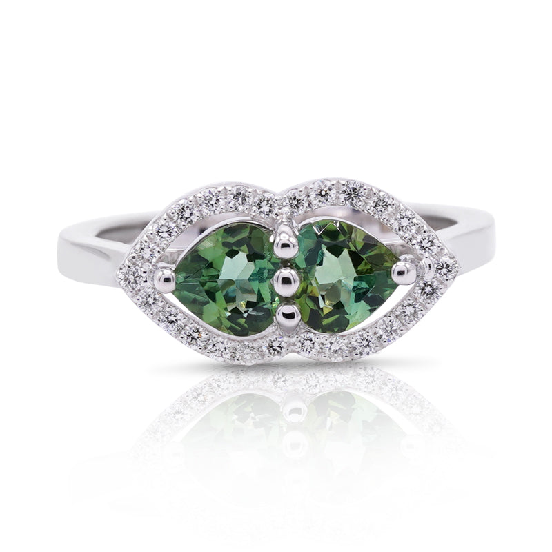 18 Carat White Gold Tourmaline & Diamond Dress Ring