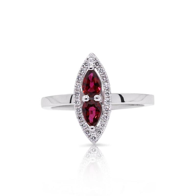 18 Carat White Gold Ruby & Diamond Dress Ring