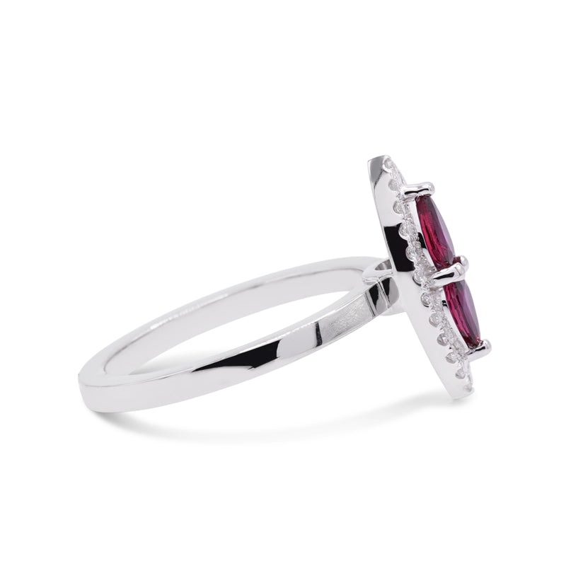 18 Carat White Gold Ruby & Diamond Dress Ring