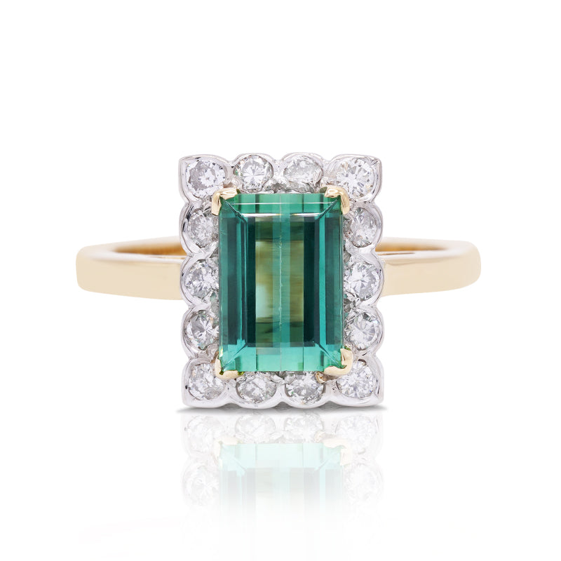 18 Carat Yellow Gold Tourmaline 1.94ct & Diamond Ring