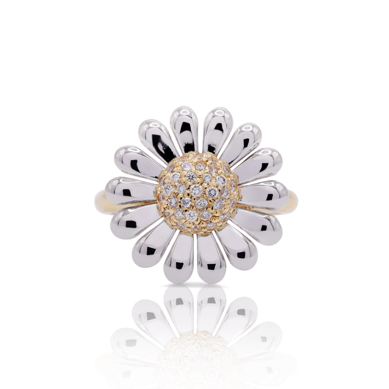 Platinum & 18 Carat Yellow Gold Flower Daisy Dress Ring
