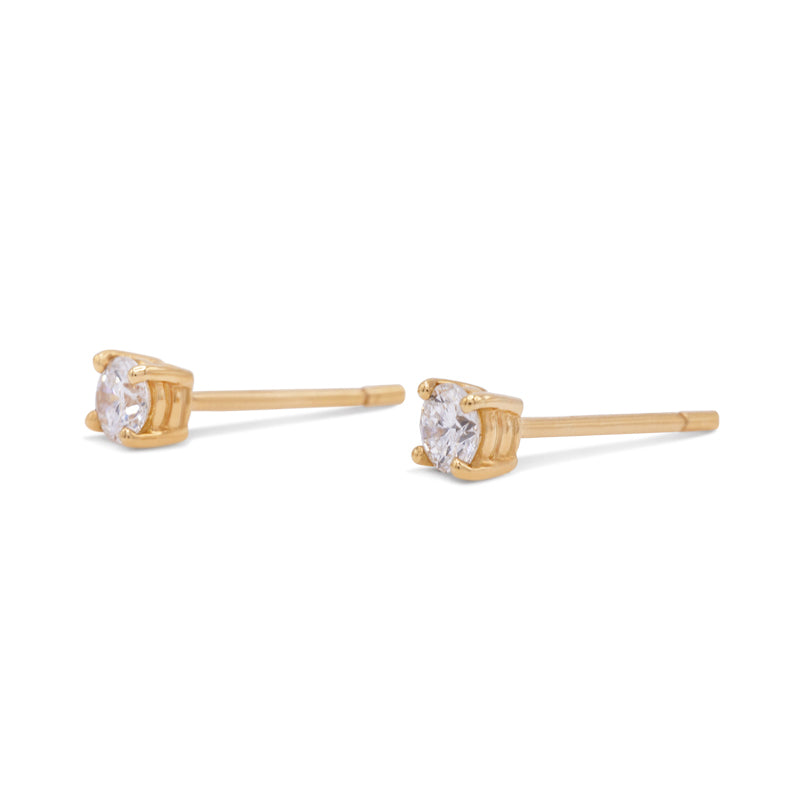 18 Carat Yellow Gold Diamond Stud Earrings