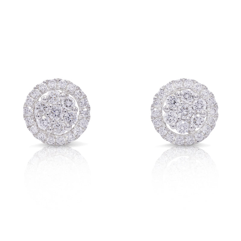 18 Carat White Gold Diamond Cluster Earrings