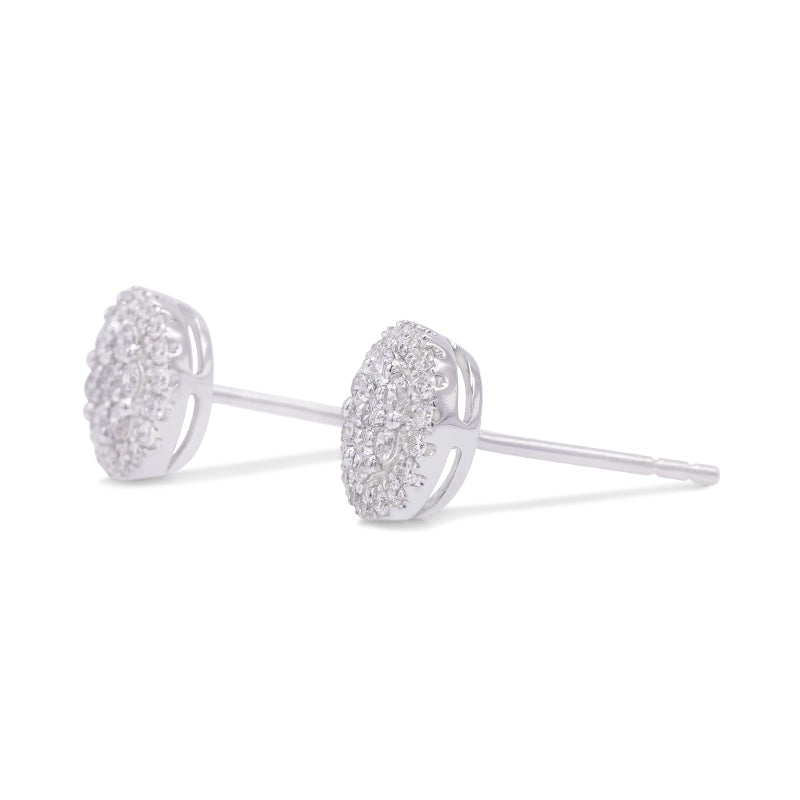 18 Carat White Gold Diamond Cluster Earrings