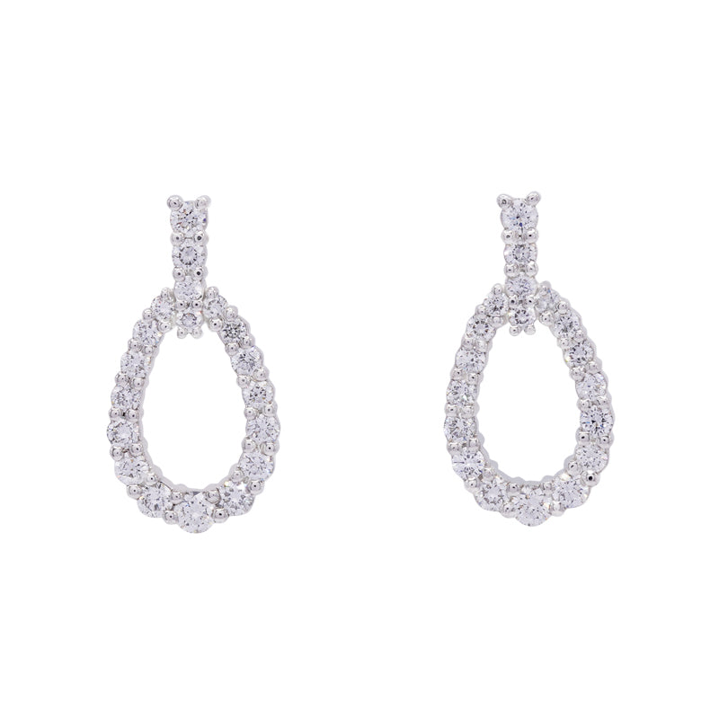 18 Carat White Gold Diamond Drop Earrings