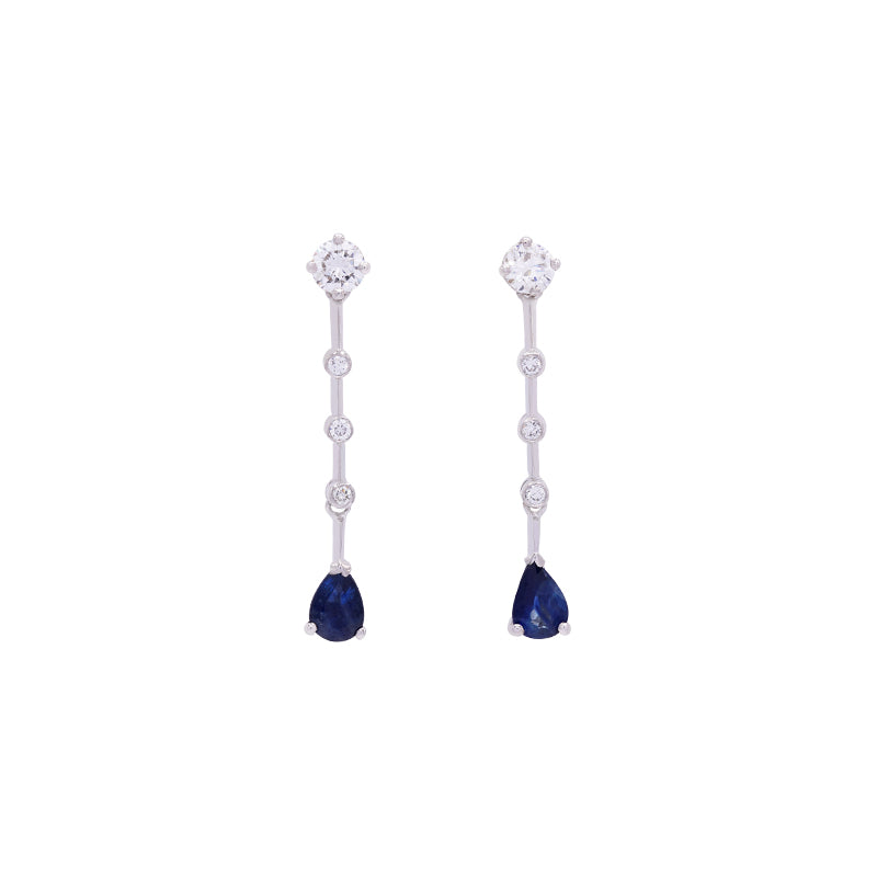 18 Carat White Gold Sapphire & Diamond Drop Earrings