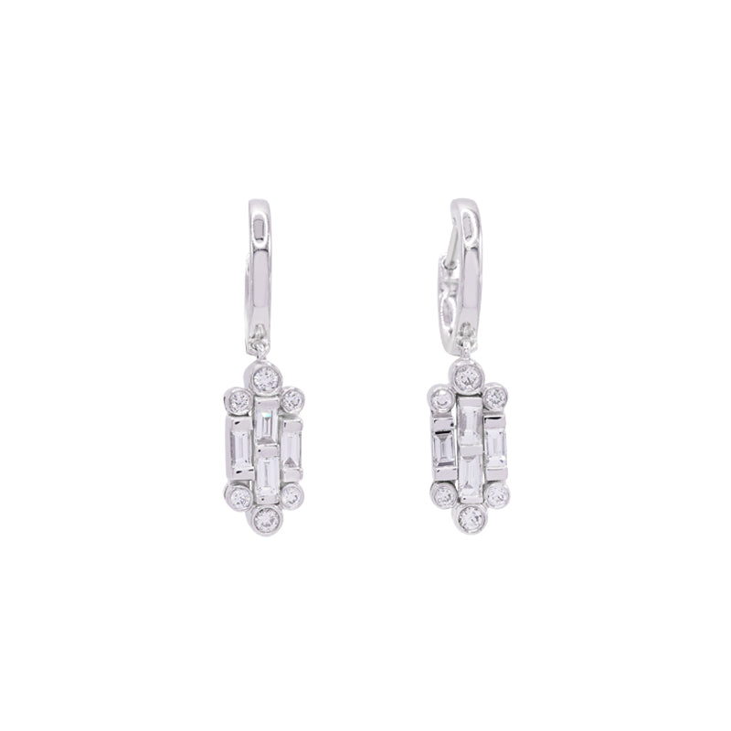 18 Carat White Gold Diamond Drop Earrings