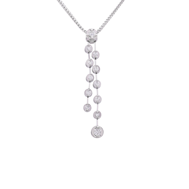 18 Carat White Gold Diamond Drop Pendant on Chain