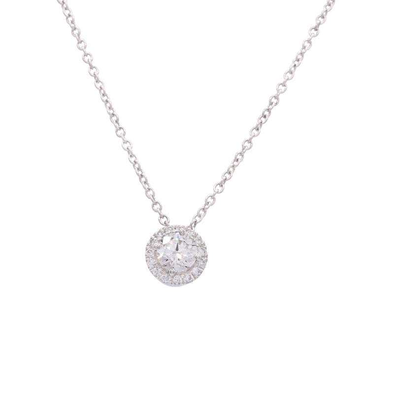 Platinum Diamond Halo Pendant on Chain