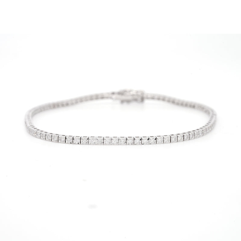 18 Carat White Gold Diamond Line Bracelet