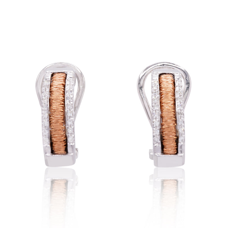 18 Carat White & Rose Gold Diamond Earrings
