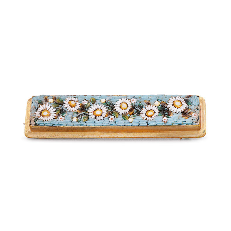 15 Carat Yellow Gold Daisy Mosaic Pin Brooch
