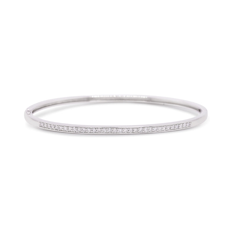 9 Carat White Gold Diamond Bangle