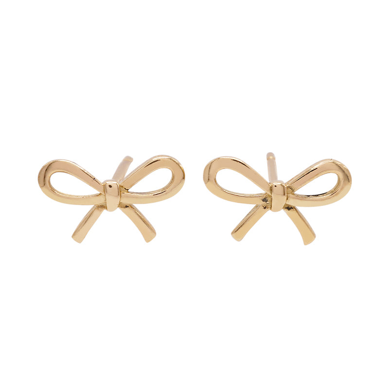 18 Carat Yellow Gold Bow Earrings