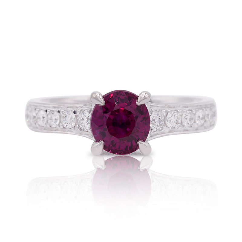 Platinum Ruby and Diamond Ring
