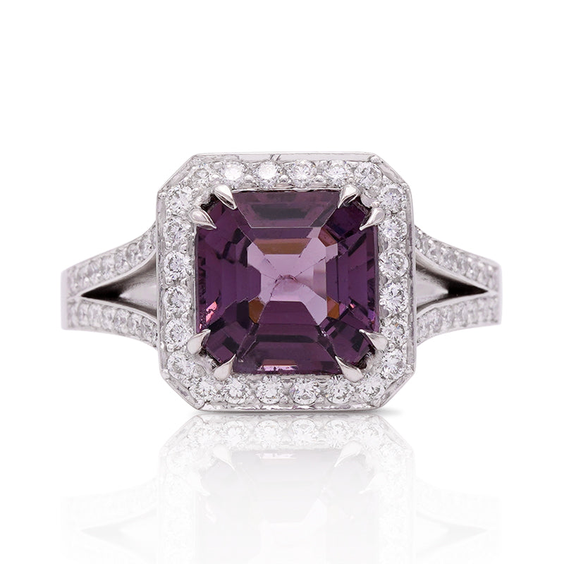 18 Carat White Gold Purple Sapphire & Diamond Ring