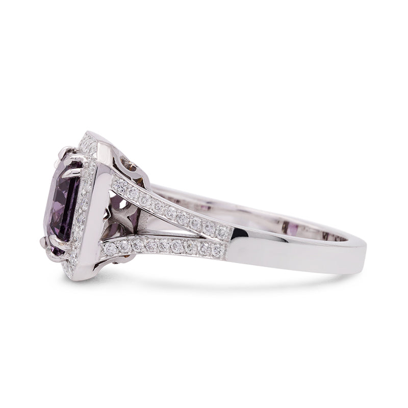 18 Carat White Gold Purple Sapphire & Diamond Ring