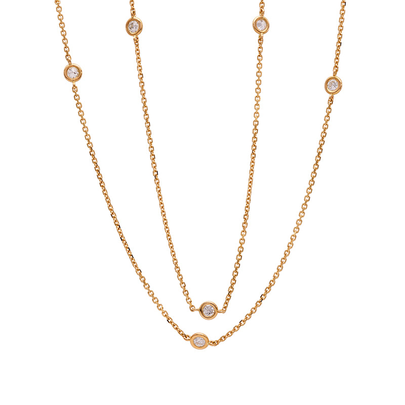 18 Carat Yellow Gold Multi Diamond Necklace