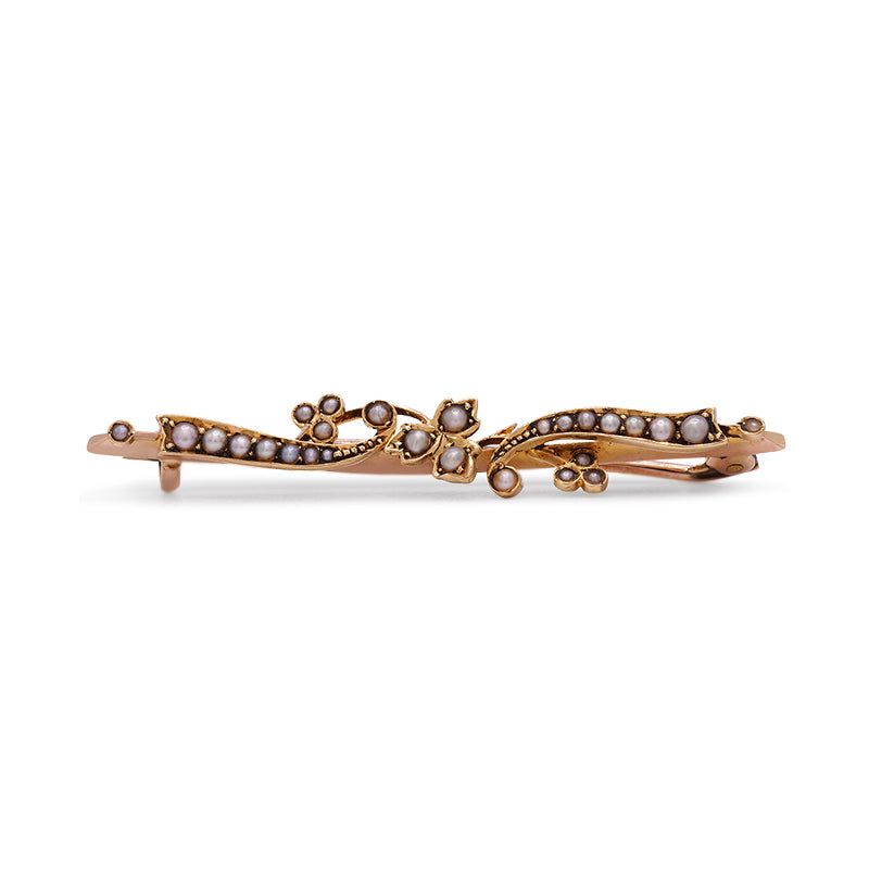 9 Carat Yellow Gold Seed Pearl Brooch