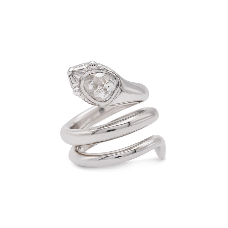 Silver and Diamond Snake Ring